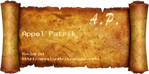 Appel Patrik névjegykártya